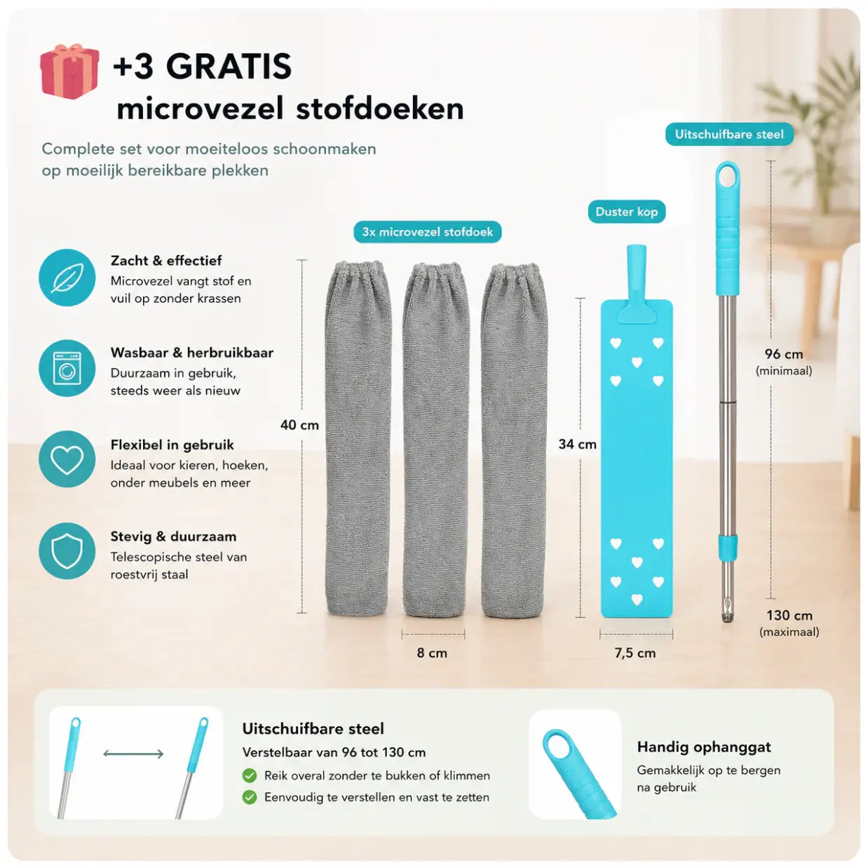 DustReach™ Stofborstel - Bereikt elke hoek zonder te bukken